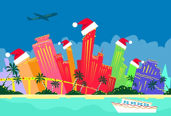 Navidad Miami City, Florida — Vector de stock