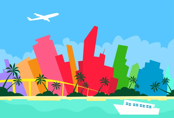 Miami Resumen Skyline City — Vector de stock