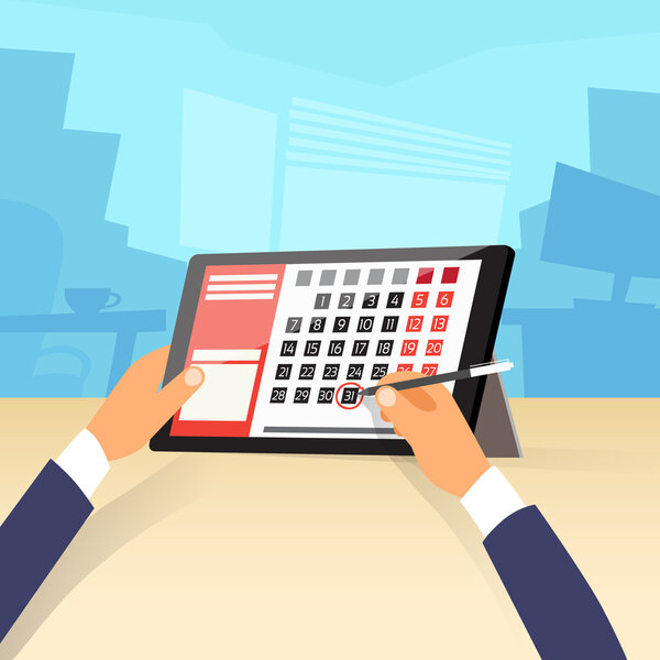 Календарь и планшетный компьютер
