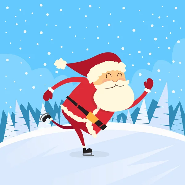 Santa Claus Skating at Winter — Stock Vector