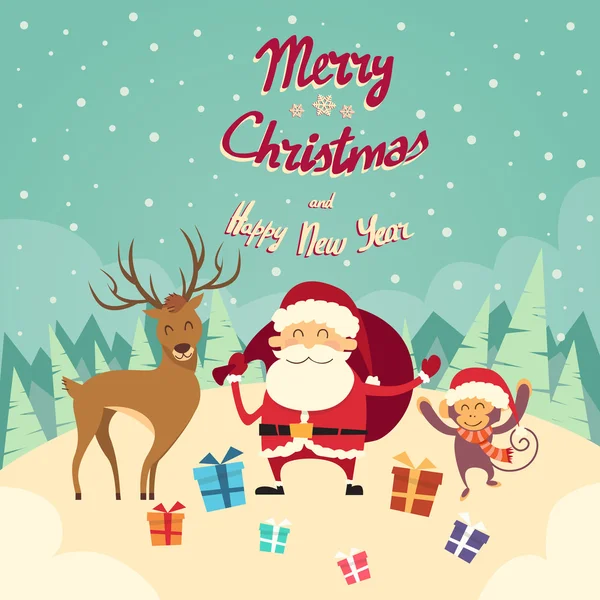 Καλά Χριστούγεννα με ρήτρας Santa — Διανυσματικό Αρχείο