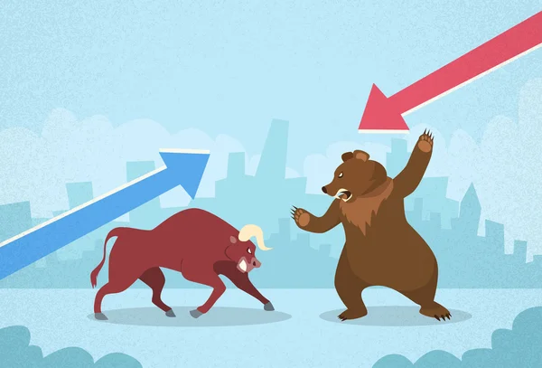 Bull vs Bear Conceito de Negócio — Vetor de Stock