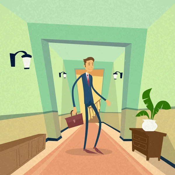 Homme d'affaires debout près de la porte — Image vectorielle