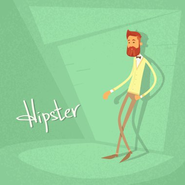 Adam Hipster çizgi film adam