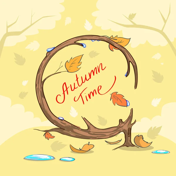 Autumn Time Yellow Tree — Stock Vector