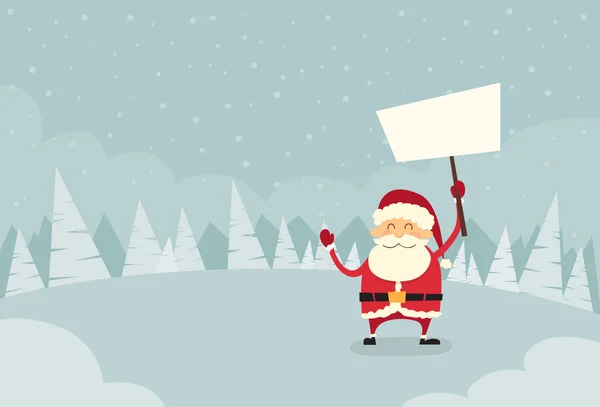 Santa Claus holding empty banner — Stock Vector