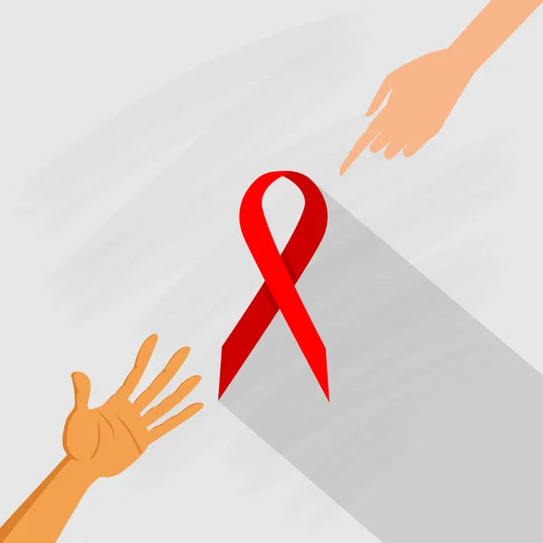 Mãos com fita Dia da AIDS — Vetor de Stock