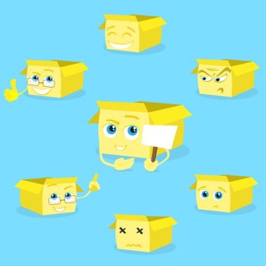 Karton kutular karakter kümesi