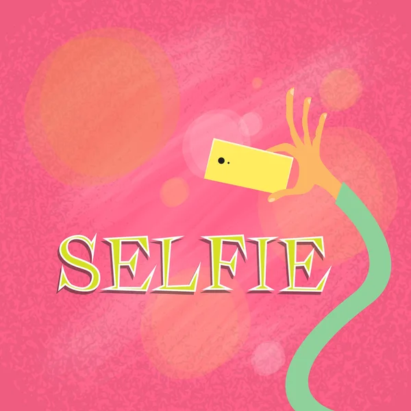 El ile akıllı telefon almak Selfie — Stok Vektör