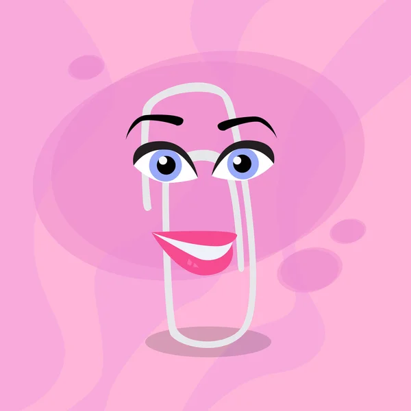 Roze Paperclip Cartoon karakter — Stockvector