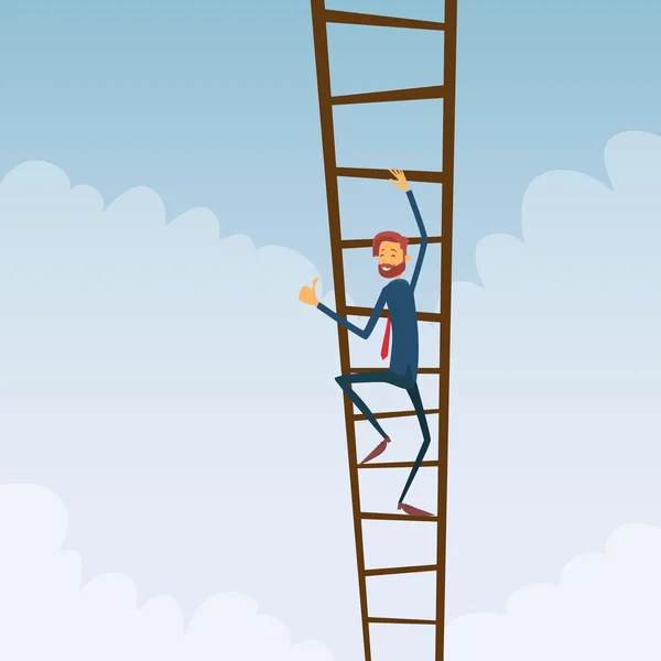 Affärsman klättra upp på stegen — Stock vektor