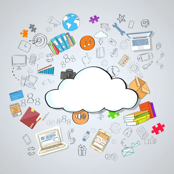 Ensemble de périphériques Cloud et Computing Technology — Image vectorielle