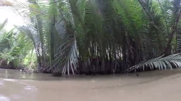 Perjalanan perahu sungai di kanal — Stok Video