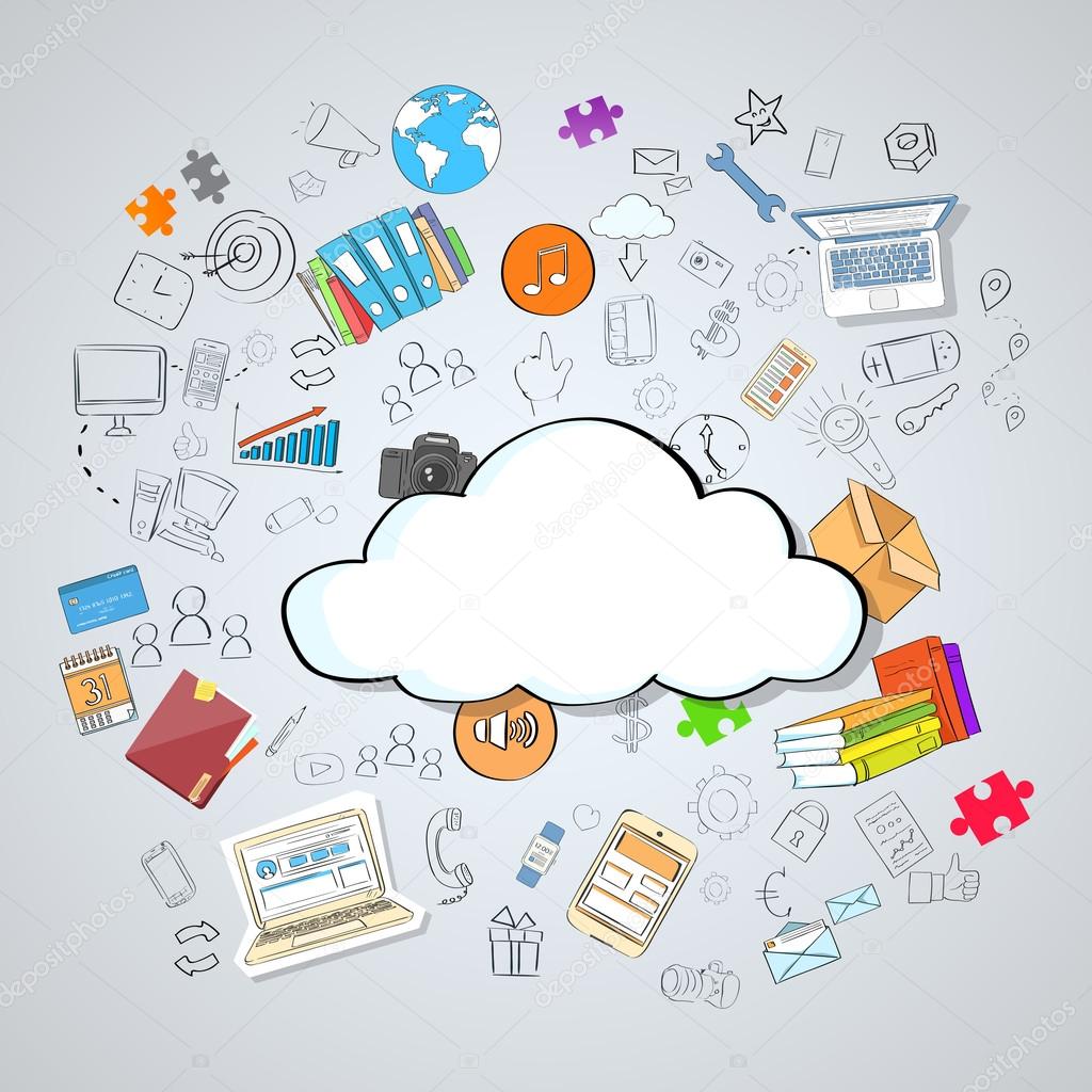 Cloud and Computing Technology Devices Set