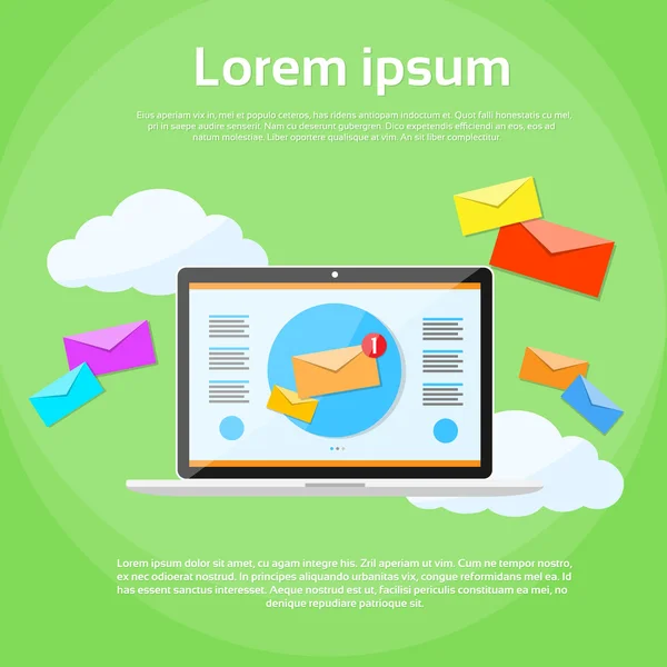 Computadora portátil Enviar correo comercial — Archivo Imágenes Vectoriales