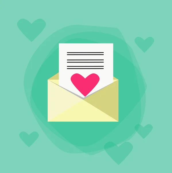 Sobre de correo con corazón rojo — Vector de stock