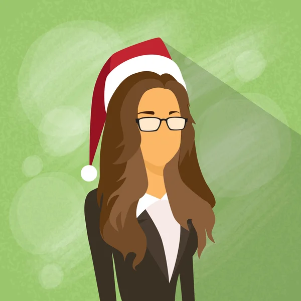 Mujer de negocios en sombrero de santa — Vector de stock