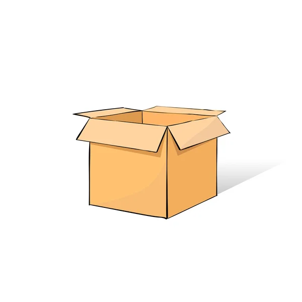 Boîte ouverte Dessin à la main Croquis Icône couleur — Image vectorielle