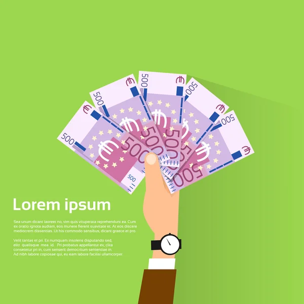 Hand Hold eurobankbiljetten — Stockvector