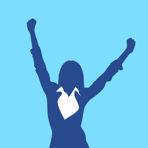 Excited Business Woman Silhouette