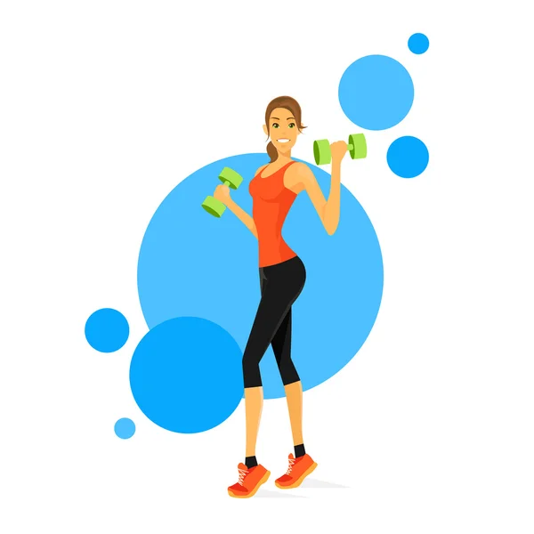 Sporty Woman Holding dumbbells — Stock Vector