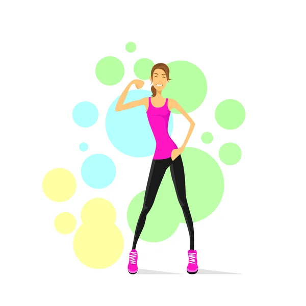 Sport Woman Show Muscles — Stock Vector