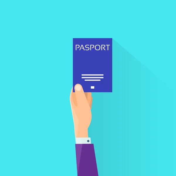 Homme d'affaires tenant à main Passeport — Image vectorielle