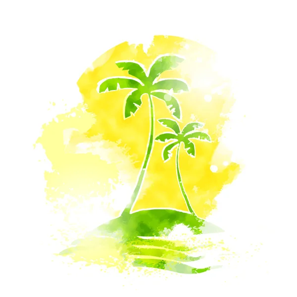 Palmiye ağaçları ontropical Adası — Stok Vektör