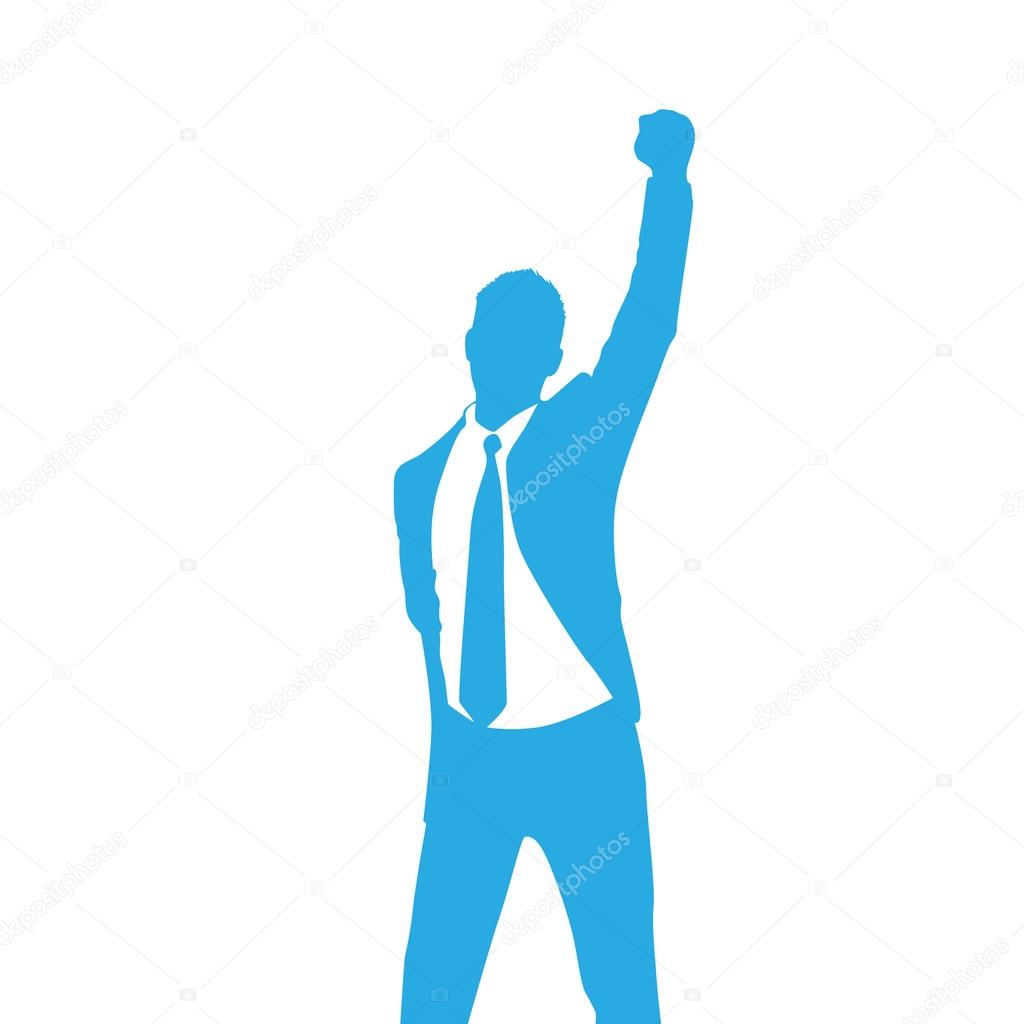 Blue silhouette of businessman in suit