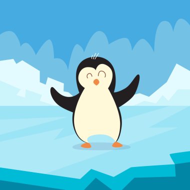 Buz üstünde duran Pinguin