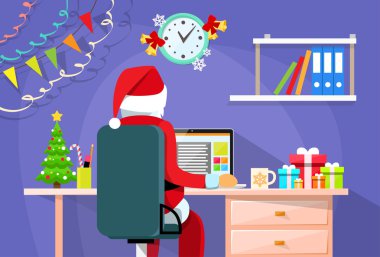 Noel Baba dizüstü kullanarak