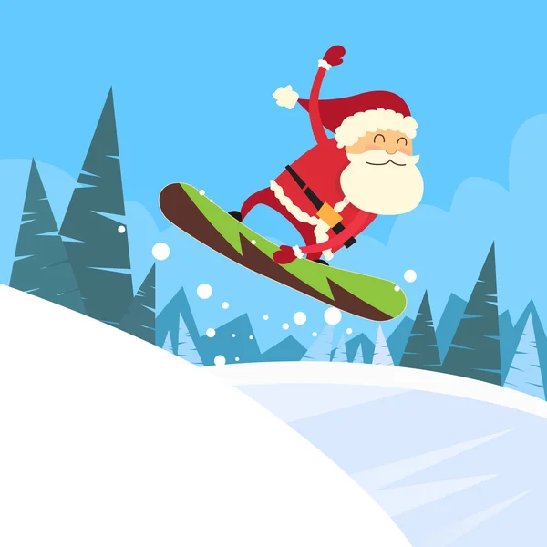 Santa Cláusula no Snowboarder — Vetor de Stock