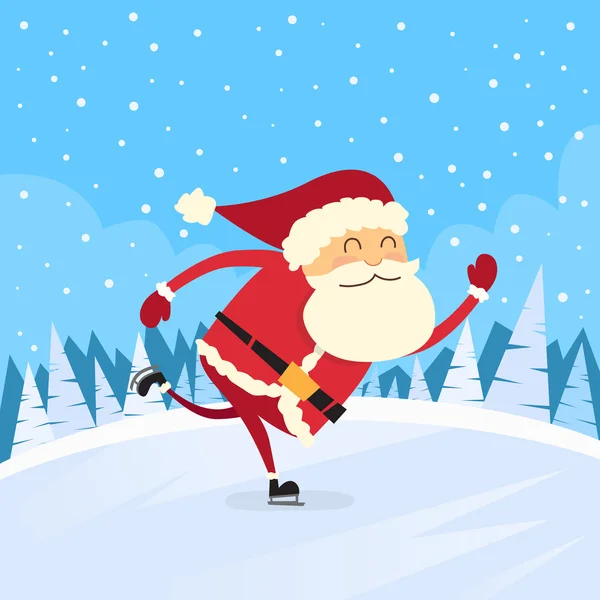 Weihnachtsmann Schlittschuhlaufen im Winter — Stockvektor