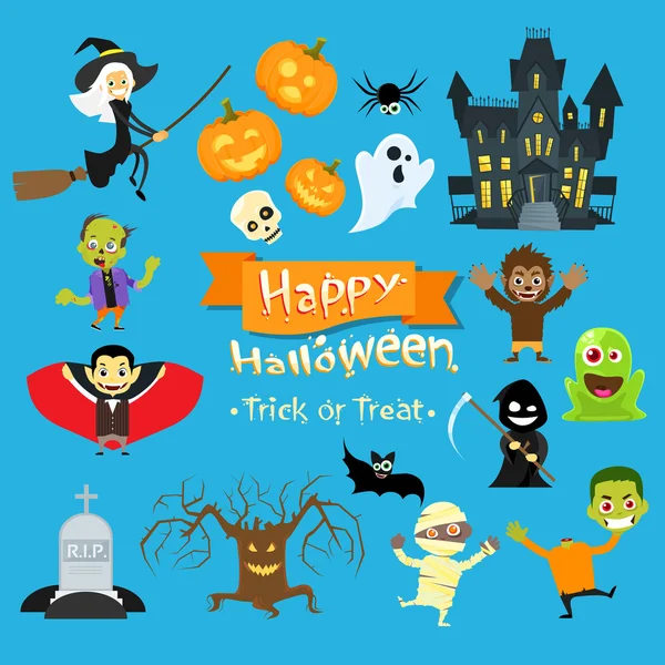 Halloween monster samling ange — Stock vektor