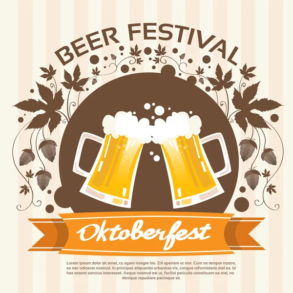 Oktoberfest Festival ve bira bardağı — Stok Vektör