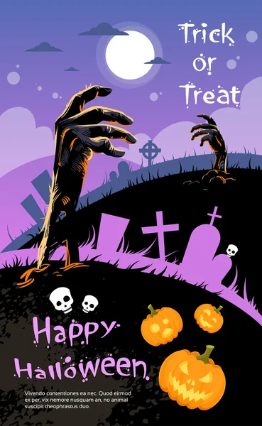 Banner de Halloween con Cementerio — Vector de stock