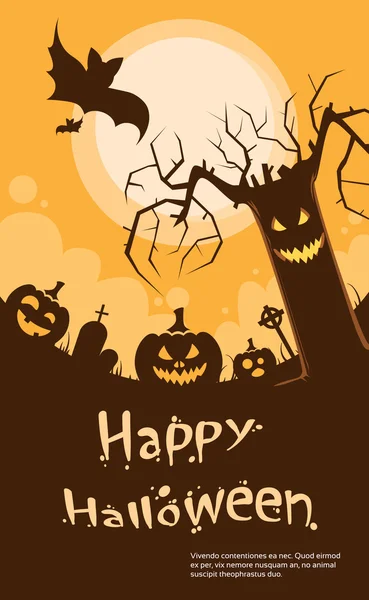 Halloween Pumpkin and Scary Tree — Stock Vector