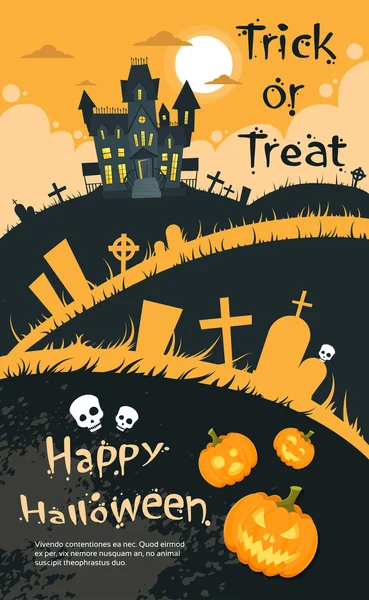 Casa de Halloween con Caras de Calabazas — Vector de stock