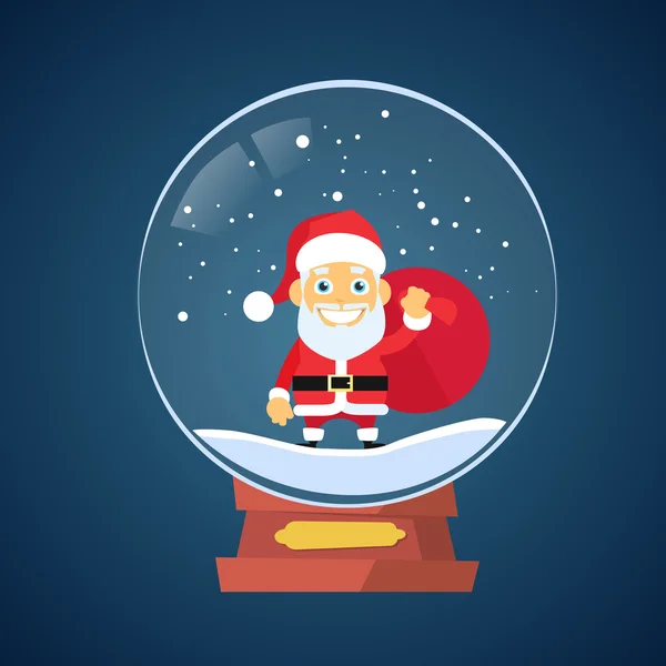 Dibujos animados de Santa Claus en bola de vidrio — Vector de stock