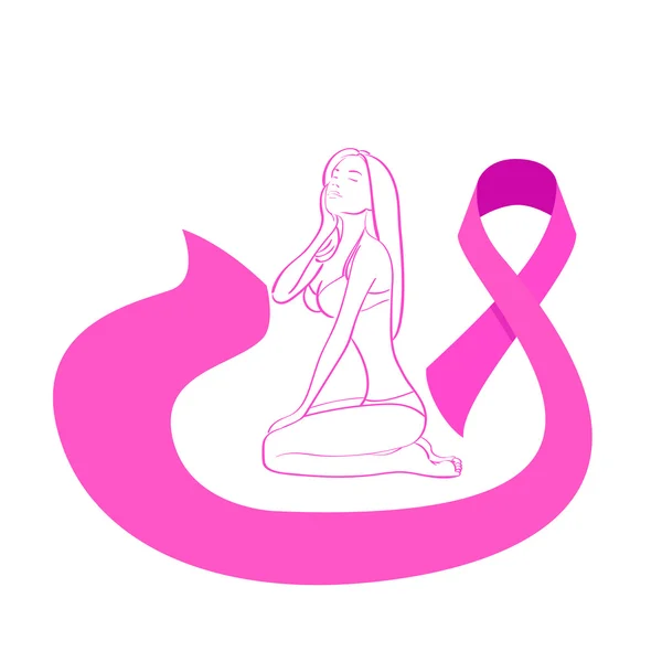 Kadın ve meme kanseri bilinçlendirme — Stok Vektör