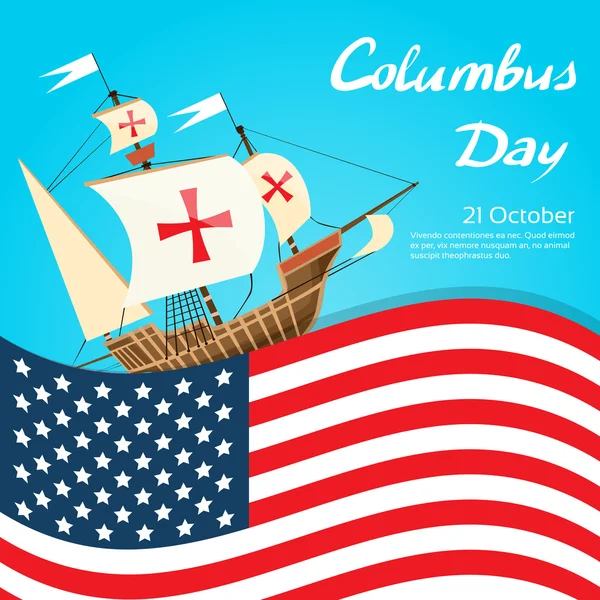 Glücklicher Kolumbus-Tag mit Schiff — Stockvektor