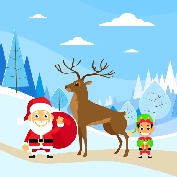 Feliz Navidad, Santa Claus en el cartel — Vector de stock