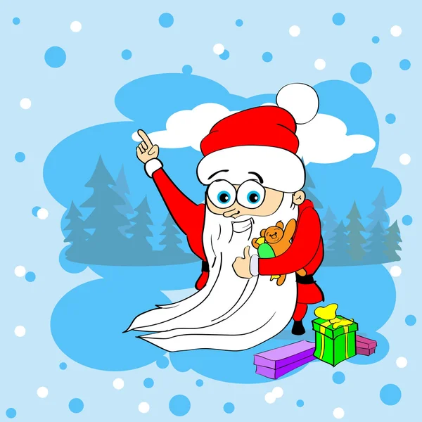 Santa Clause avec cadeaux — Image vectorielle