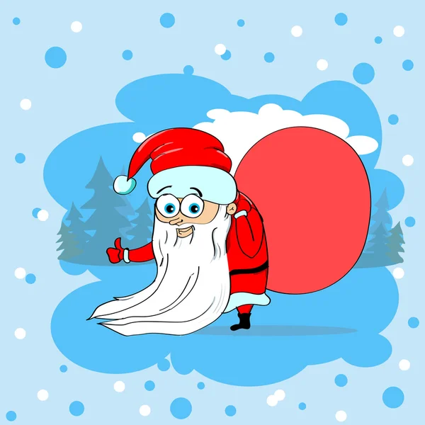 Santa Claus con saco — Vector de stock