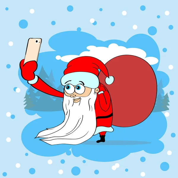 Weihnachtsmann macht Selfie-Foto — Stockvektor