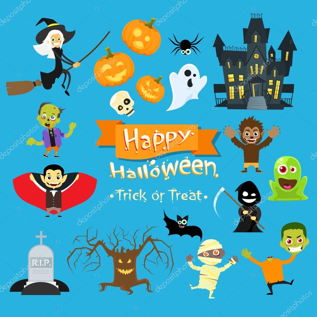 Halloween Monsters Collection Set — Stock Vector © mast3r 94067220