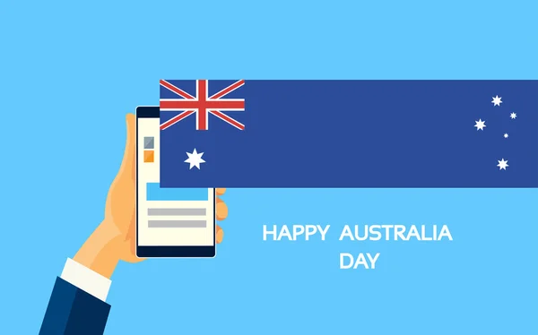 Smart Phone et main avec Australia Day — Image vectorielle