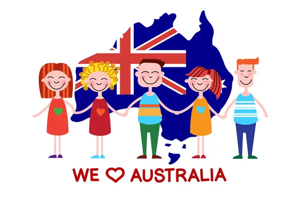 Día Nacional y Bandera de Australia — Vector de stock