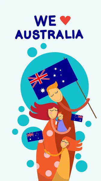 Australia Día y familia — Vector de stock