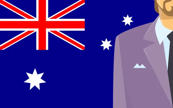 Vlag van Australië en zakenman — Stockvector